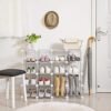 Songmics Modular Shoe Rack 15 terninger, DIY -hylde med metalnetpaneler, garderobeskabet Hallway Soveværelse inkluderer gummi -gavel, hvid, LPI44WS - Billede 3