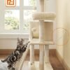 FEANREA PCT141M01 SMÅ KAT Skrabepost med ridserplatforme til Cat Soft Plush 115 cm Fuldt sisal indpakket søjle Beige - Billede 7