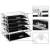 Songmics Makeup Organizer, 2-delt opbevaringsbokse til smykker og kosmetik, Stackable, med 5 skuffer, gennemsigtige polystyren JMU32TP - Billede 5