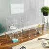 Hvid metal pet playpen til små dyr, inkl. mallet, indendørs brug.