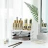 Songmics makeup-arrangør, 2-delt makeup-boks, kosmetisk arrangør med 3 skuffer og 15 forskellige rum til læbestifter, børster, gennemsigtig JKA002TP - Billede 2