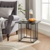 Vasagle Let330b16 sidebord, sofabord, sæt med 2, stuebord, sofabord, stålramme, bordplade som bakke, til små rum, sort - Billede 4