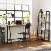 Computer Desk, Writing Desk med stålramme, rustik top, arbejdsbord til kontor, 100 x 50 x 75 cm, industriel, brun og sort - Billede 4