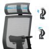 Songmics Ergonomic Office Chair, Mesh Computer lænestol, Lumbar Support, justerbar nakkestøtte og armlæn, justerbar ryglænet låsbar op til 120 °, grå obn55bg - Billede 4