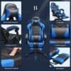 Ergonomisk gaming-stol med aftageligt hovedstøtte og justerbar lændestøtte.