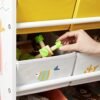 Legetøjsarrangør, opbevaringshylde med 12 ikke-vævede stofbokse, til spil, børns værelse, multifunktion, hvid - Billede 6