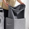 Songmics 85L Vaskeri HAMPER, LINENETTE FABRY VAUNDER BASK, Tøj hæmmer med magnetisk låg og håndtag, sammenfoldelig, aftagelig foringspose, grå LCB01G - Billede 3