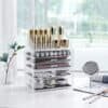 Klar akryl make-up opbevaringsboks med 6 skuffer til kosmetik.