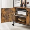 Vasagle skænk, køkkenø, Baker's rack med hjul, madvogne med døre, 8 kroge, opbevaringshylder, 80 x 35 x 80 cm, industrielt køkkenskab, rustik brun og sort LSC093B01 - Billede 4