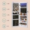 Songmics rammeløse spejlede smykkeskab Armoire, 6 LEDS -smykkearrangør væg hængende eller dørmonteret, stor kapacitet med 2 skuffer, hvid JJC99WT - Billede 4