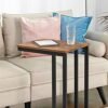 Vasagle sidebord, slutbord, natbord med mesh hylde, morgenmad ved sengen, under sofa, i stue soveværelse, let samling, rumbesparelse, industriel, rustik brun Lnt51x - Billede 7