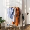 Songmics Nyt tøjfrakke rack tøj jernbanehænger 173 x 90 x 44,5 cm creme HSR01W - Billede 3