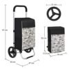 Songmics Shopping Trolley på hjul, indkøbsvogn, belastningskapacitet 40L, med lommer, stille hjul, kroge, 47 x 33 x 97 cm, houndstooth mønster, sort KST06BF - Billede 5