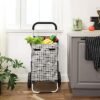 Songmics Shopping Trolley på hjul, indkøbsvogn, belastningskapacitet 40L, med lommer, stille hjul, kroge, 47 x 33 x 97 cm, houndstooth mønster, sort KST06BF - Billede 2