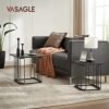 Vasagle Let330b16 sidebord, sofabord, sæt med 2, stuebord, sofabord, stålramme, bordplade som bakke, til små rum, sort - Billede 2