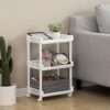 Songmics Rolling Trolley Storage Unit med 3 hylder til køkken badeværelse kælder KSC03WT - Billede 2