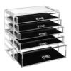 Songmics Makeup Organizer, 2-delt opbevaringsbokse til smykker og kosmetik, Stackable, med 5 skuffer, gennemsigtige polystyren JMU32TP