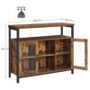 Vasagle skænk, buffetbord med 2 gennemsigtige glasdøre, tv -skab, med justerbare hylder, til spisestue, 100 x 35 x 80 cm, industriel stil, rustik brun og sort LSC095B01 - Billede 5