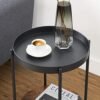 Vasagle 2-lags sidebord, slutbord med bevægelig bakke, sofabord, stålramme, til stue, soveværelse, rustik brun og sort Let221B01 - Billede 6