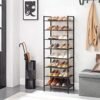 Songmics 8-lags Slim Shoe Rack, skoopbevaringsarrangør Stand, 16-24 par sko, rumbesparende med stor kapacitet, lodret metal sko hyldeopbevaring, 44,6 x 30,5 x 128,5 cm, sort LMR028B01 - Billede 2