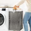Songmics LCB390G01 Vaskeri Basket 90 L med 2 stofvaskeri Tasker 3 Vaskeri Nets Håndtag Rattan Look - Billede 5