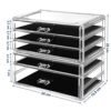 Songmics Makeup Organizer, 2-delt opbevaringsbokse til smykker og kosmetik, Stackable, med 5 skuffer, gennemsigtige polystyren JMU32TP - Billede 6