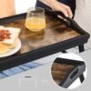 Songmics Bed Tray Bord med bambusfoldningsben, morgenmadsbakke til sofa, seng, servering af snackbakke med rille til telefon tablet, bærbar skrivebord, rustik mørkebrun LLD111B01 - Billede 7