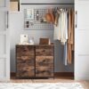 Songmics -kommode, 6 stofskuffer med metalramme, opbevaringsarrangørenhed med træfront og top, industriel kommode, til børnehave, soveværelse, hallway, rustik brun og sort LGS23h - Billede 5