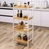 Songmics bambushylde, køkkenhylder, badeværelseshylde, reol, 4 hylder 45 x 31,5 x 110 cm Ideel til badeværelse, køkken, stue, soveværelse, balkon, naturlig hvid bcb74wn - Billede 3