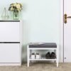 Songmics Bambus Bench Shoe Rack med polstret sæde, opbevaringshylde til indgang, stue, foyer, små områder, hvid lbs65wn - Billede 2