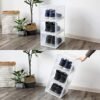 Songmics Shoe Box, Stackable Shoe Organizer, plastskoopbevaring med klar dør, let at samle, sæt på 6, 28 x 36 x 22 cm, størrelser op til Storbritannien 11, gennemsigtig LSP06TP - Billede 3