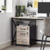 Låsbar arkivskab Office Cabinet med skuffer, universelle hjul, åbent rum, stålramme, grå sort - Billede 3