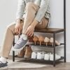 Vasagle HSR411B01 tøjstativ frakke rack med 9 aftagelige kroge bænk industriel design til gangen soveværelse vintage brun sort - Billede 4