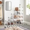 Songmics Interlocking Shoe Rack, rektangulær opbevaringsarrangør, 15-slot modulær DIY-opbevaringshylde, metaltrådgarderobe, hvid LPC44S - Billede 2