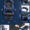 Songmics Gaming Stol, Office Racing Stol med fodstøtte, ergonomisk design, justerbar nakkestøtte, lændehvirveltilpasning, 150 kg vægtkapacitet, sort og blå OBG77BU - Billede 3