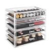 Songmics Makeup Organizer, 2-delt opbevaringsbokse til smykker og kosmetik, Stackable, med 5 skuffer, gennemsigtige polystyren JMU32TP - Billede 3