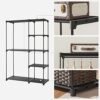 Songmics Fritstående garderobe, sammenfoldeligt skab, frakkeholder med tøjskinner, tøjstativ, åben opbevaring garderobe, opbevaringsarrangør, cloakroom, soveværelse, undersøgelse 112 x 43 x 165 cm, sort ryg24bk - Billede 5