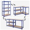 Songmics-hylderenhed, 5-lags kraftig opbevaringsstativ med justerbare hylder, max. Belastning 875 kg (175 kg pr. Tier), til garage, skur, kælder, 180 x 90 x 40 cm, blå GLR40Q - Billede 5