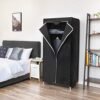 Stofgarderobe, Foldegarderobe med Hængestang, Simpelt Tøjstativ, Opbevaringsenhed til Tasker, Legetøj, Sko, Stue, Soveværelse, Garderobe, 75 X 45 X 160 Cm, Sort Bagside83h - Billede 2