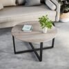 Vasagle rundt sofabord, cocktailbord i industriel stil, holdbar metalramme, greige og sort - Billede 2