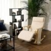 Songmics Solid Wood Rocking Stolefodstøtte med 5 justerbare højder holder op til 150 kg lysegrå lyy41m - Billede 2