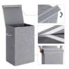 Songmics 85L Vaskeri HAMPER, LINENETTE FABRY VAUNDER BASK, Tøj hæmmer med magnetisk låg og håndtag, sammenfoldelig, aftagelig foringspose, grå LCB01G - Billede 4