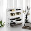 Songmics makeup -arrangør, kosmetikopbevaring, med 7 justerbare hylder, til paletter, øjenskygge, pulvere, rouges, påklædningsbord, akryl, gennemsigtig JMU02TP - Billede 2