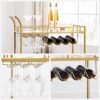 Serveringsvogn Trolley Glasholder 2 Spejlglashylder Bar Trolley Vinvogn Køkken Spisestue Bar Guld - Billede 5