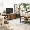 Vasagle Industrial TV Stand for TV'er op til 48 tommer, tv -skab med skydedøre og 2 hylder, Lowboard i stuen Soveværelse Hallway, stål, 110 x 40 x 45 cm, rustik brun LTV41BX - Billede 3