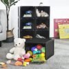 Songmics Shoe Box, Stackable Shoe Organizer, plastskoopbevaring med klar dør, let at samle, sæt på 6, 28 x 36 x 22 cm, størrelser op til Storbritannien 11, sort LSP06BK - Billede 4