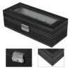 Songmics Watch Box med 5 rum, glaslåg, urboks med blødt fløjlforing - Billede 4