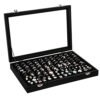 Songmics smykkekasse med glaslåg, til ringe, øreringe, manchetknapper, ringopbevaringsboks holder op til 100 ringe, displayet, sort JDS301 - Billede 5