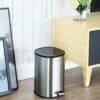 Songmics Rubbish Bin, 5 L Badeværelsesbakke, stålpedalbakke, med indre spand, blødt tæt låg og håndtag til badeværelse, toilet, sølv og sort LTB14NL - Billede 2