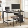 Vasagle LWD047B16 COMPUTER Desk PC Desk Office Table med 2 hylder på højre eller venstre side til kontorets stue stål ramme industriel design sort sort - Billede 2